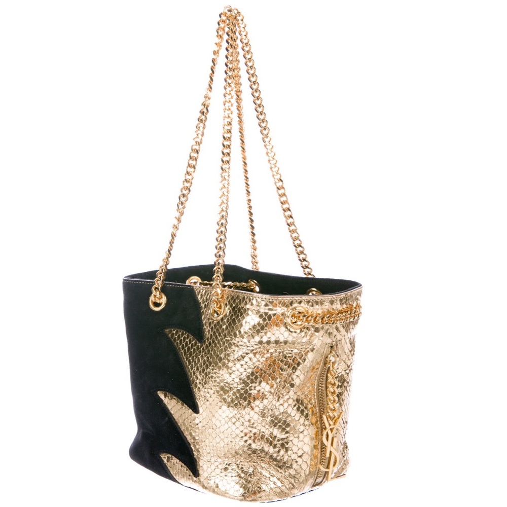 SOLD Saint Laurent Python Suede Bucket Bag - Picture 2 of 8